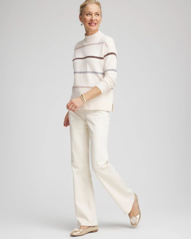 Sequined Stripe Pullover Sweater - image 2